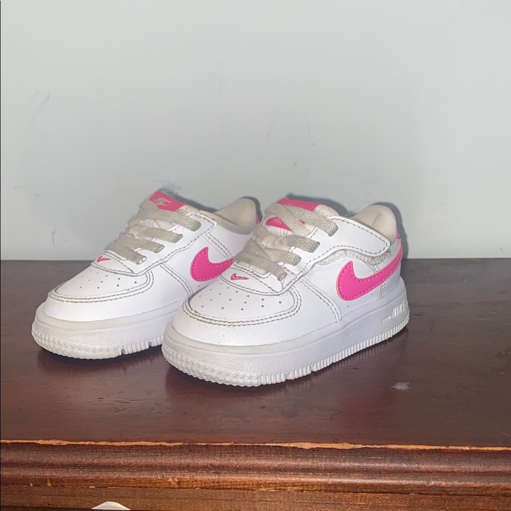 Nike Kids' White and Pink Sneakers